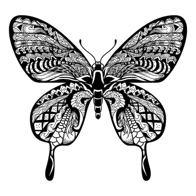 Download Butterfly illustration, mandala zentangle | Premium Vector