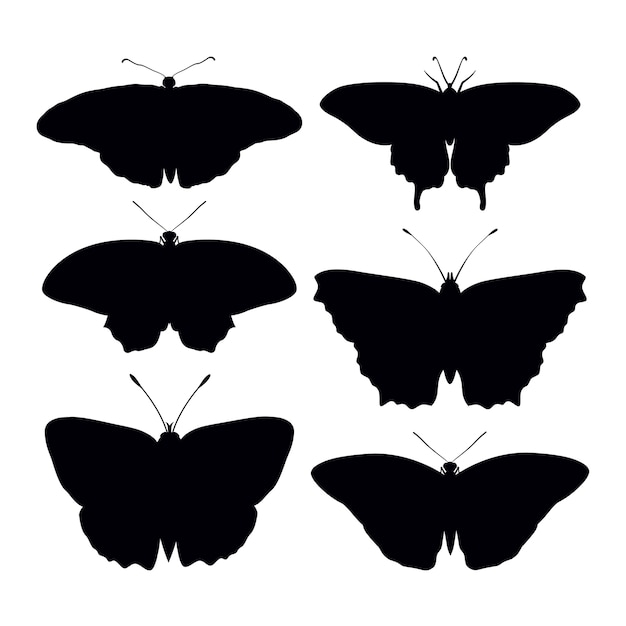Butterfly silhouette set Vector | Premium Download