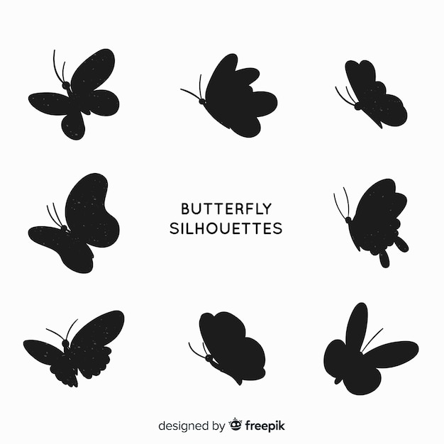 Free Vector | Butterfly silhouettes flying