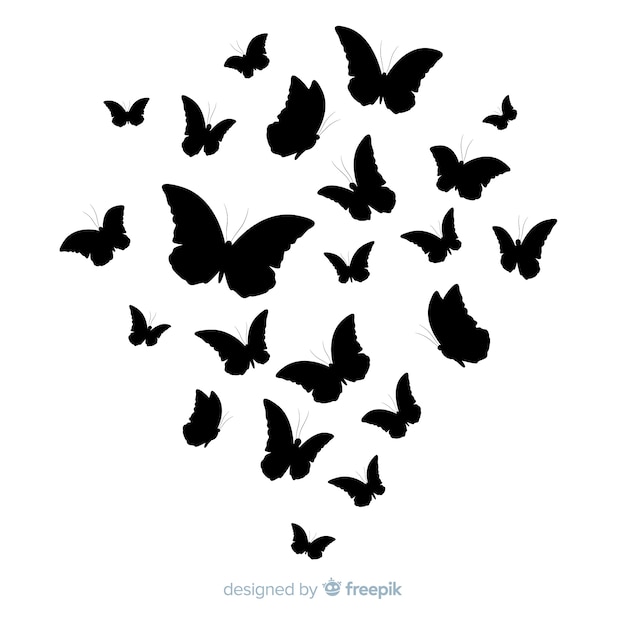 Butterfly silhouettes flying Vector | Free Download