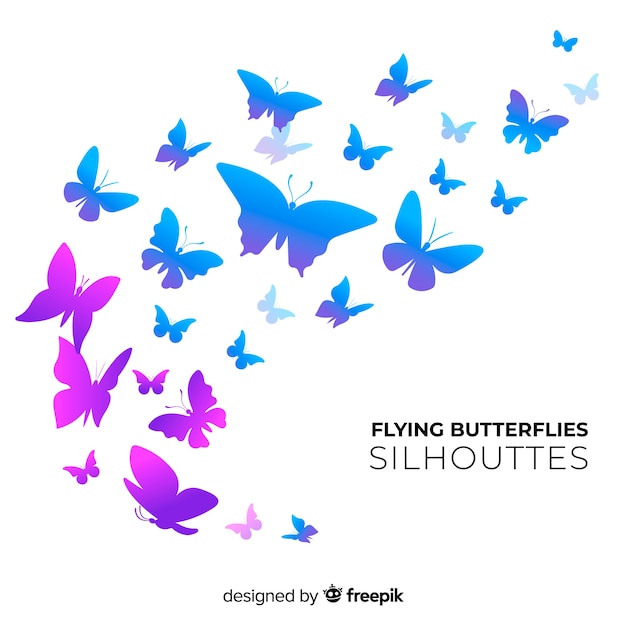 Download Butterfly silhouettes swarm background | Free Vector