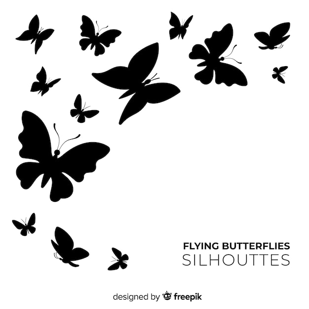 Download Butterfly silhouettes swarm background | Free Vector