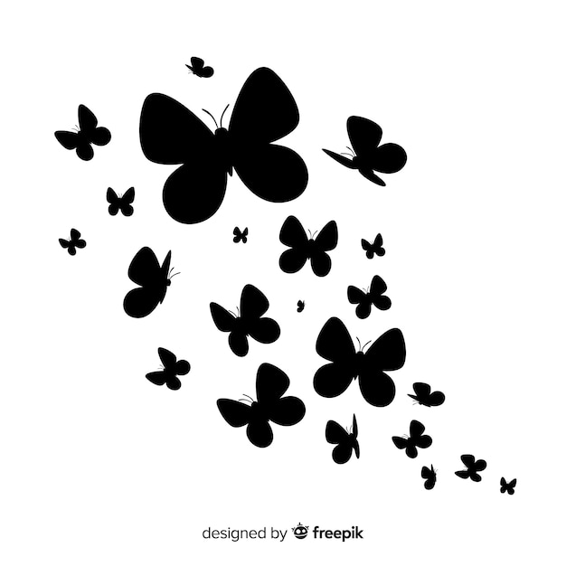 Download Free Vector | Butterfly swarm silhouette background