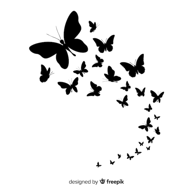 Download Premium Vector | Butterfly swarm silhouette background