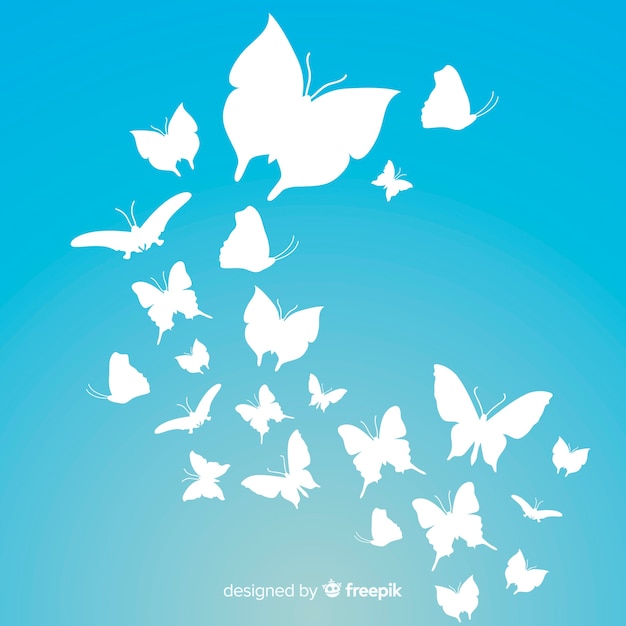 Download Butterfly swarm silhouette background | Free Vector