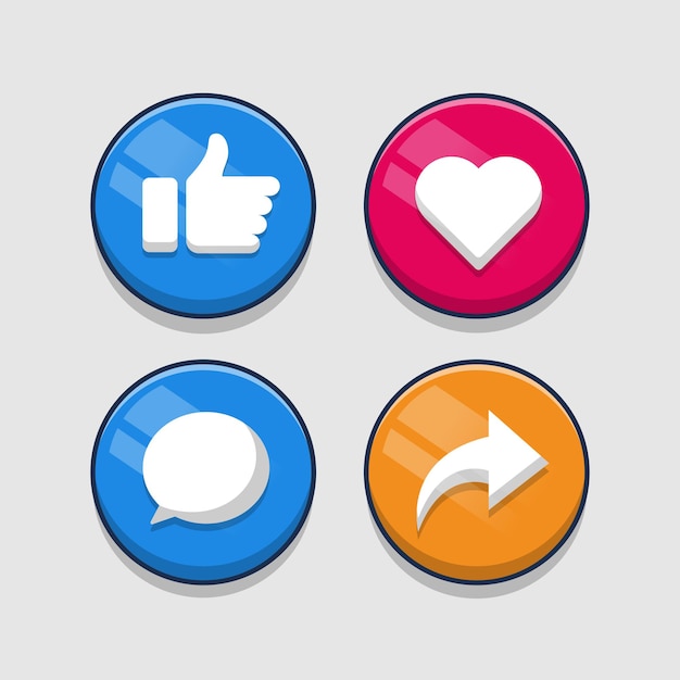 Premium Vector Button Like Comment Share Social Media Set