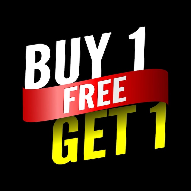 Premium Vector Buy 1, free get 1 sale banner with red ribbon.