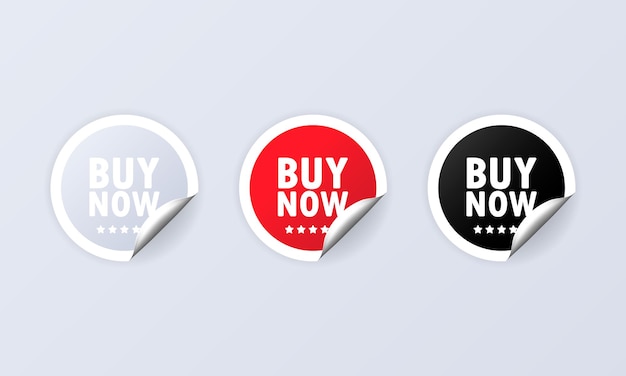 Premium Vector | Buy now icon or sticker set and buy now labels set