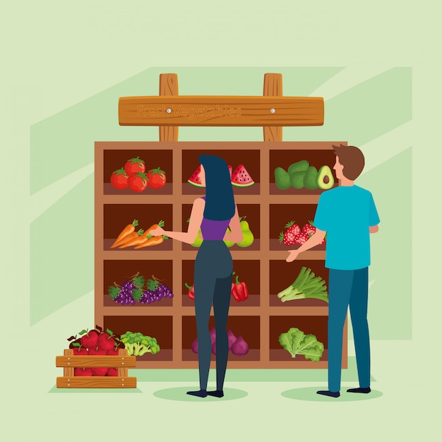 Premium Vector | Buyer woman and man illustration, shop store market ...