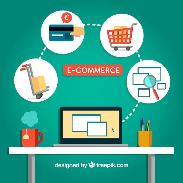 Buying online in the office Free Vector