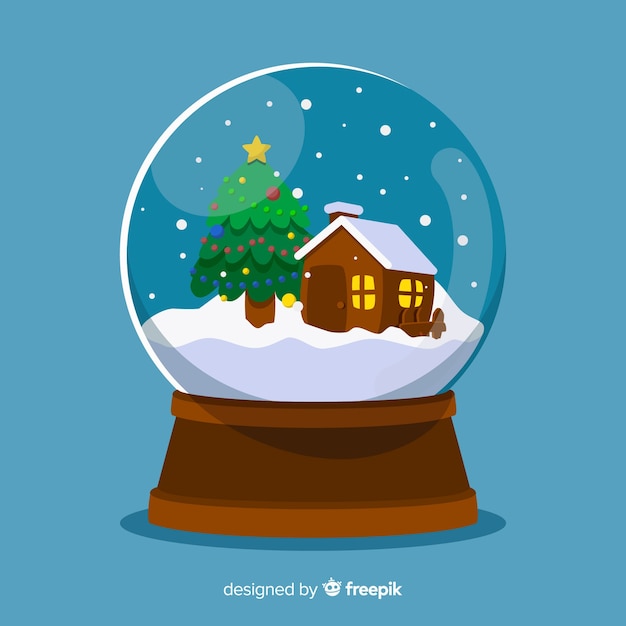 Free Vector | Cabin christmas snowball illustration