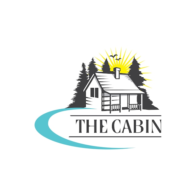 Cabin With Dock In The Lake View Premium Vector