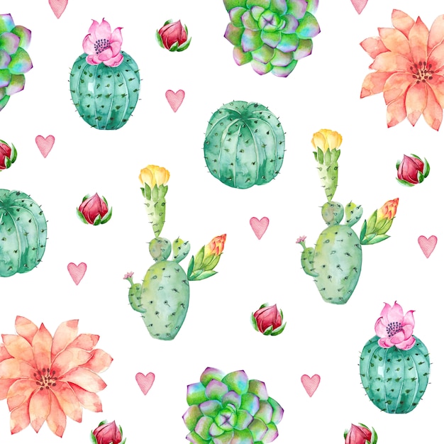 Download Cactus background in watercolor style Vector | Premium Download