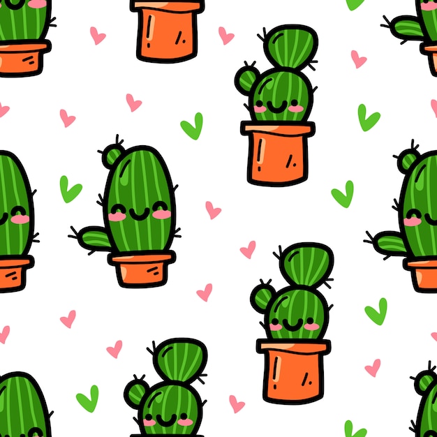 Premium Vector Cactus In Doodle Style Seamless Pattern 2309