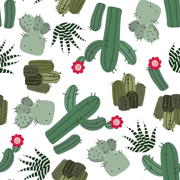 Premium Vector Cactus Seamless Pattern