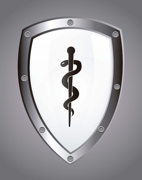 Download Caduceus sign over white shield vector illustration ...