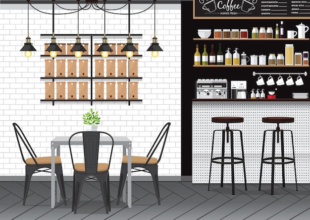 Premium Vector | Cafe interior