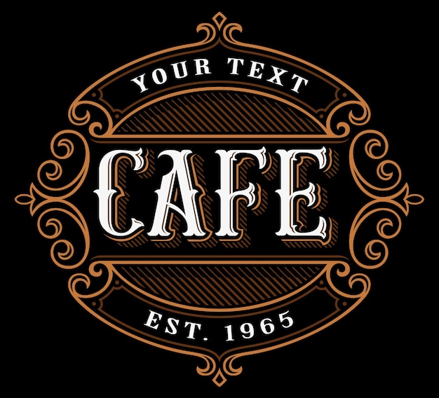 Premium Vector | Cafe logo . vintage lettering of catering on dark