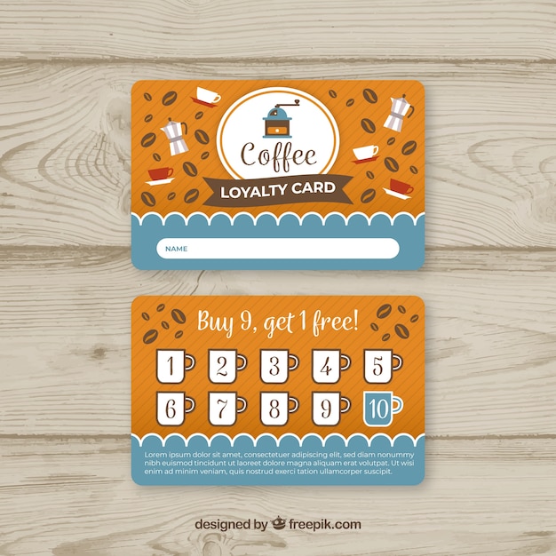 Free Vector | Cafe loyalty card template with elegant style