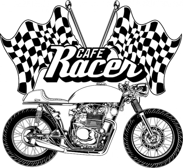 Premium Vector | Cafe racer black and white illustration