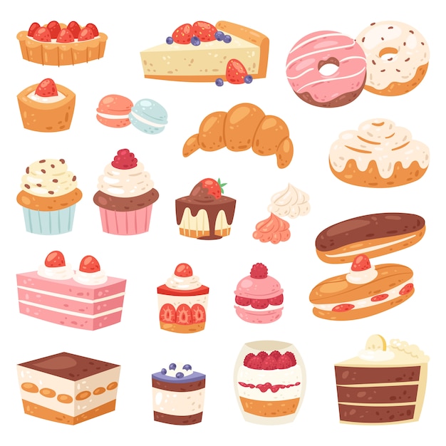Premium Vector | Cake chocolate confectionery cupcake and sweet ...