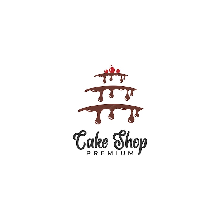  Cake logo design with drippy chocolate cream Premium Vector