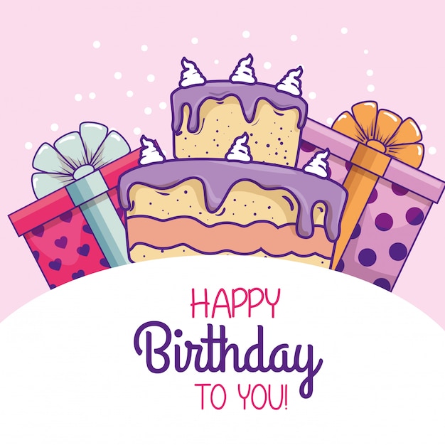 Download Cake with presents gifts to celebrate happy birthday ...