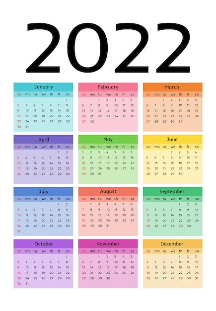 Premium Vector | Calendar for 2022 isolated on a white background ...