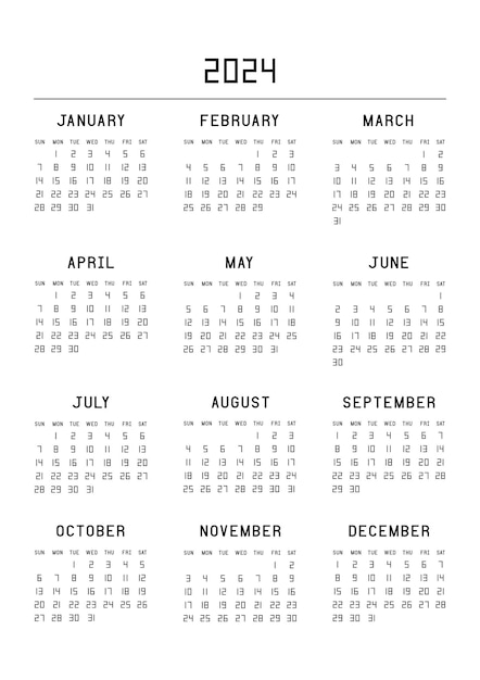 Premium Vector | Calendar for 2024 year. calendar planner set for