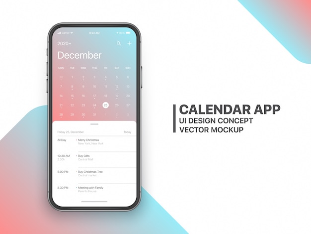 Download Premium Vector Calendar App Ui Ux Concept December 2020 Page With To Do List And Tasks Design Mockup