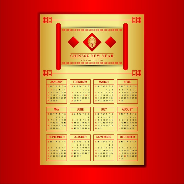 Premium Vector Calendar of chinese new year