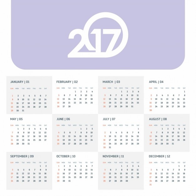 カラー17カレンダーの17年カレンダーイラストベクトルテンプレート 無料のベクター