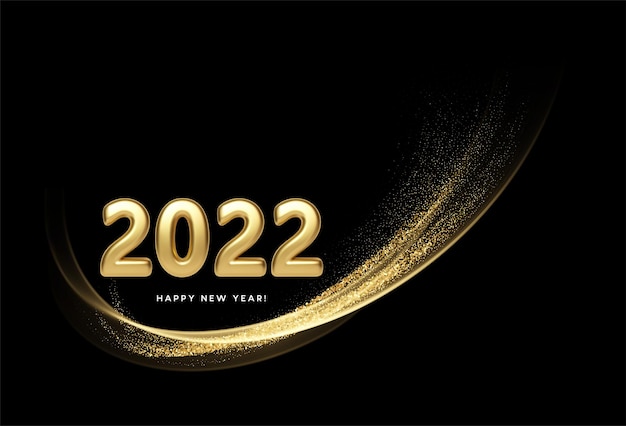Free Vector | Calendar header 2022 with golden waves swirl with golden  sparkles on black background. happy new year 2022 golden waves background.  vector illustration