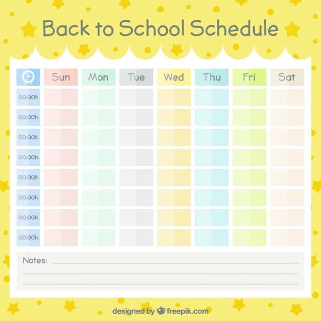 Calendar organized by colors for back to school Vector | Free Download