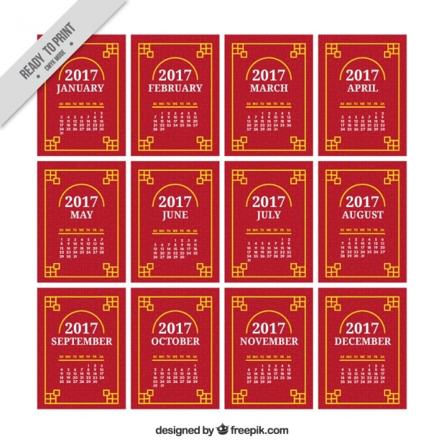 free vector calendar template for chinese new year