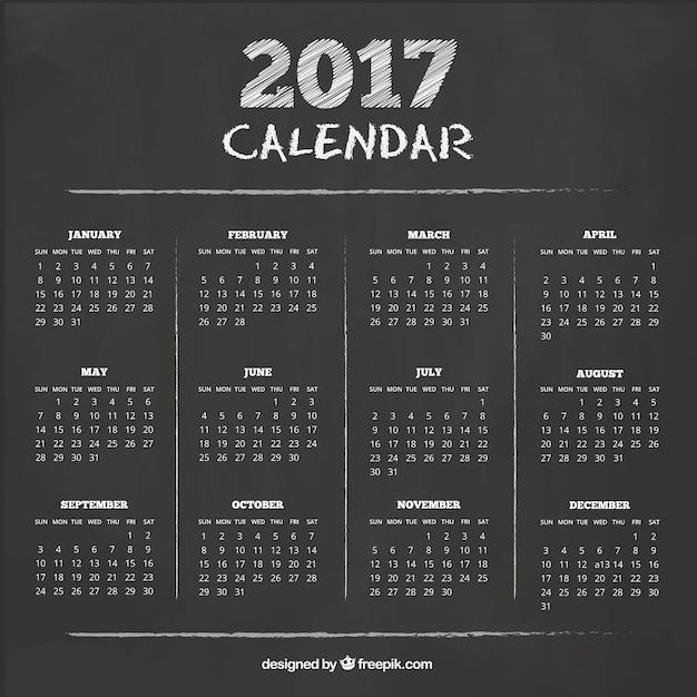 黒板質感15カレンダー 無料のベクター