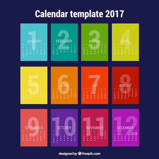 Free Vector Calendar with colorful months