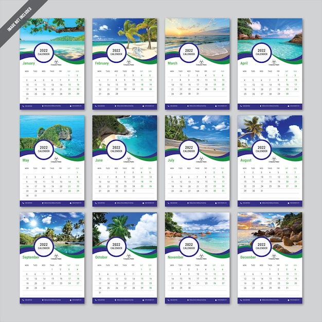 Premium Vector | Calender design new calender 2022