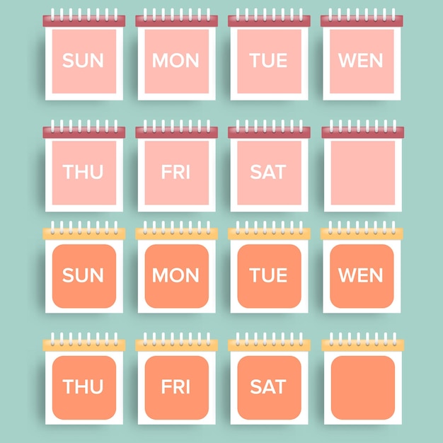 Premium Vector | Calender with days of the week design template