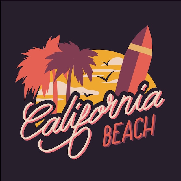 Premium Vector | California beach city lettering