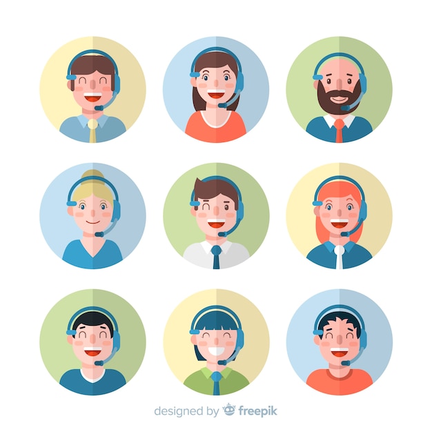 Download Free Vector | Call center avatar pack