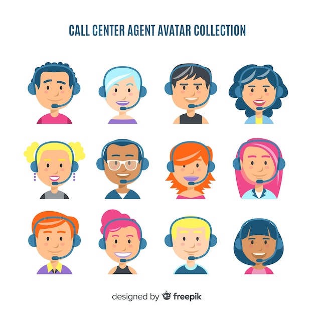 Download Free Vector | Call center avatar pack