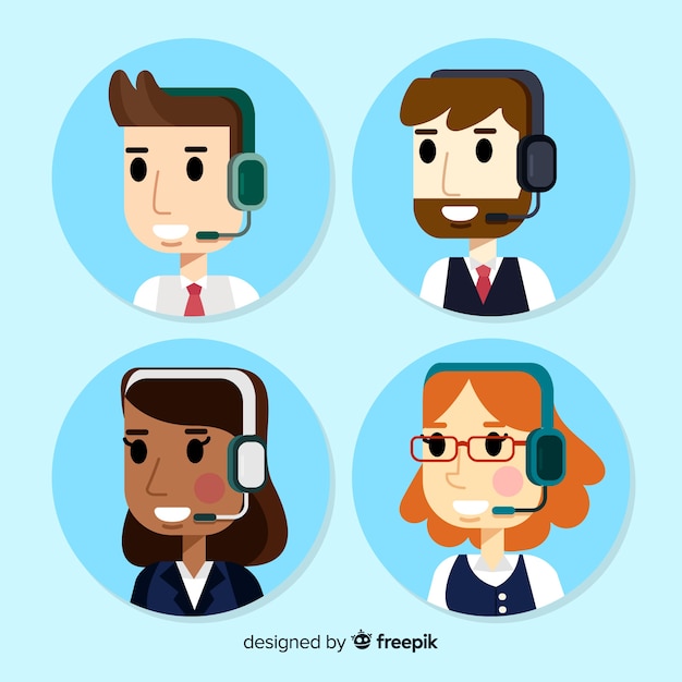 Free Vector | Call center avatars in flat style