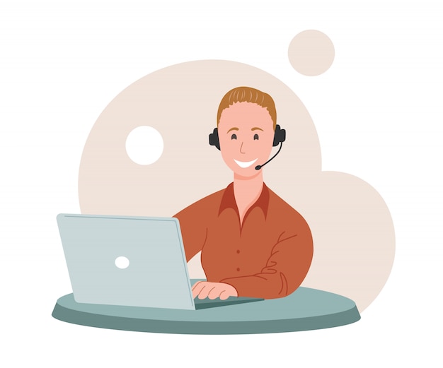 Premium Vector Call Center Hotline Illustrations Smiling Office