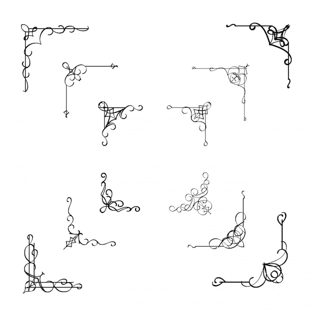 Calligraphic corner frame divider element Premium Vector