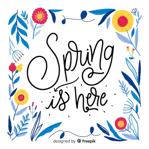 Free Vector | Calligraphic hand drawn floral spring background