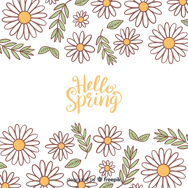 Calligraphic hand drawn floral spring background Free Vector