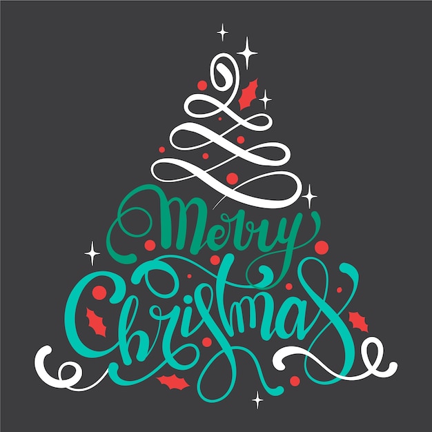 Calligraphy lettering christmas tree Vector | Free Download