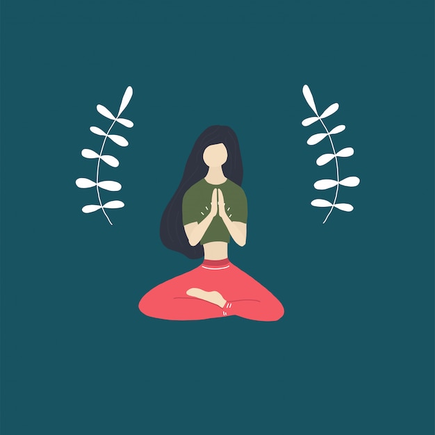 Calm yoga girl Premium Vector