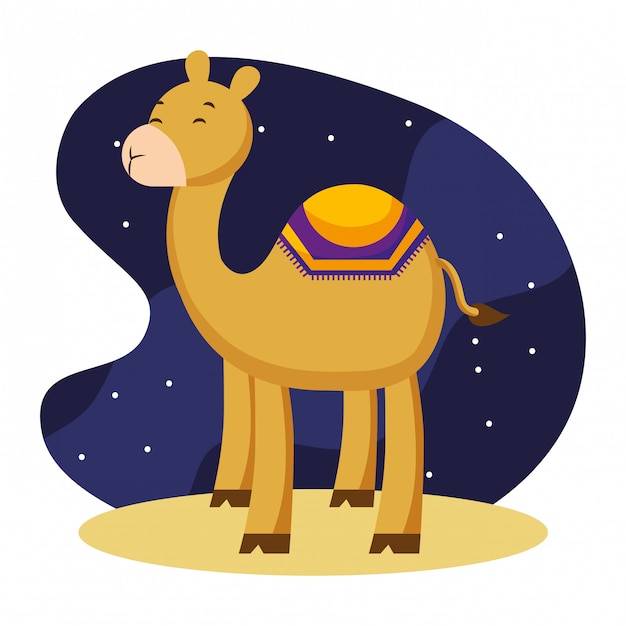 Premium Vector Camel Cartoons In The Night